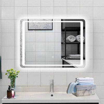 Probaty Bathrooms Probaty 70X50Cm Bathroom Mirror With Led Illuminated, Antifog Vanity Backlit,touch Switch Rectangle Smart Wall Mirror - image 1