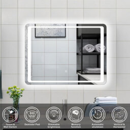 Probaty Bathrooms Probaty 70X50Cm Bathroom Mirror With Led Illuminated, Antifog Vanity Backlit,touch Switch Rectangle Smart Wall Mirror - thumbnail 2