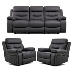Furnishings For Less UK Renzo Grey Electric Recliner Sofa Suite 3 Seater + 2 Armchairs Usb - thumbnail 2