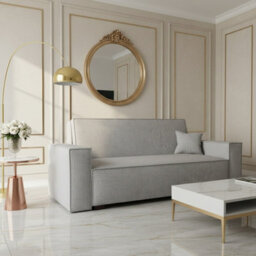 Viva Vox Iv Upholstered Sofa Bed For Living Room With Sleeping Function Storage Box Wooden Legs 192X88X102Cm Light Grey