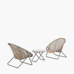 Pacific Lifestyle Tobs Natural Outdoor Pe Rattan Bistro Set Foldable Garden Chairs And Tempered Glass Table - thumbnail 3
