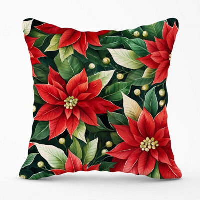 Warren Reed Designer Poinsetta Watercolour Outdoor Cushion 45Cm X 45Cm - image 1