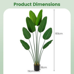 Gainoom 1.9 M Artificial Banana Leaf Tree Potted Fake Plant W/ Stable Cement-Filled Pot - thumbnail 2