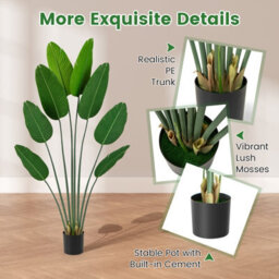 Gainoom 1.9 M Artificial Banana Leaf Tree Potted Fake Plant W/ Stable Cement-Filled Pot - thumbnail 4