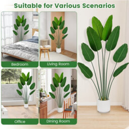 Gainoom 1.9 M Artificial Banana Leaf Tree Potted Fake Plant W/ Stable Cement-Filled Pot - thumbnail 5