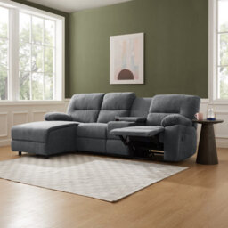 Home Detail Jacob 3 Seater Manual Recliner Sofa With Left Hand Chaise, Dark Grey Linen - thumbnail 1