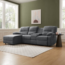 Home Detail Jacob 3 Seater Manual Recliner Sofa With Left Hand Chaise, Dark Grey Linen - thumbnail 2