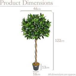 Christow Artificial Bay Tree Large Potted Indoor Outdoor Topiary Decoration 3Ft 4Ft - thumbnail 7