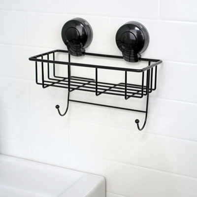 Showerdrape Suctionloc Black Steel Suction Wall Mounted Sponge Basket - image 1