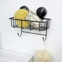 Showerdrape Suctionloc Black Steel Suction Wall Mounted Sponge Basket - thumbnail 2