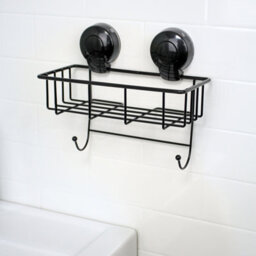Showerdrape Suctionloc Black Steel Suction Wall Mounted Sponge Basket - thumbnail 1