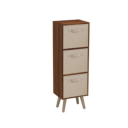 Urbn-Living Teak 3-Tier 3-Drawer Cube Shelving Unit With Scandinavian Legs - thumbnail 3