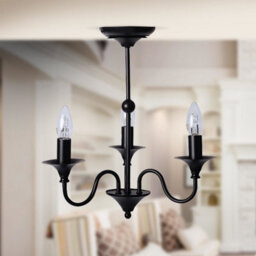 First Choice Lighting Black Matt 3 Light Ceiling Chandelier - thumbnail 4
