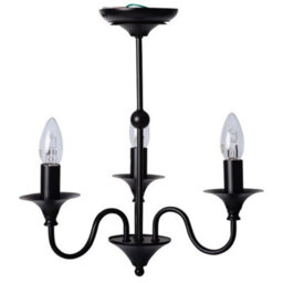 First Choice Lighting Black Matt 3 Light Ceiling Chandelier - thumbnail 1