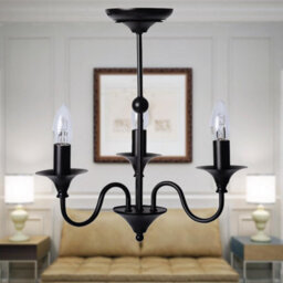 First Choice Lighting Black Matt 3 Light Ceiling Chandelier - thumbnail 6
