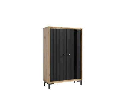 Arte Parii Highboard Cabinet In Black - W890mm H1400mm D370mm, Sleek And Modern - image 1