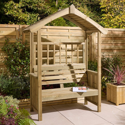 Rowlinson Sherwood Arbour, (H)2215mm (W)1610mm (D)665mm - Assembly Required - image 1