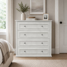 Home Treats Chest Of 4 Drawers White Ripple Dresser Bedroom Drawers 80 X 70 X 35 Cm - thumbnail 3