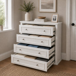 Home Treats Chest Of 4 Drawers White Ripple Dresser Bedroom Drawers 80 X 70 X 35 Cm - thumbnail 2