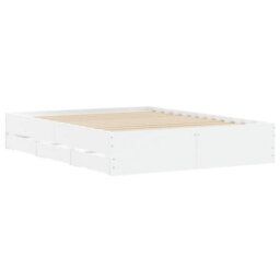 Berkfield Bed Frame With Drawers Without Mattress White 150X200 Cm King Size - thumbnail 4