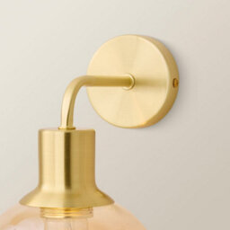 Valuelights Bellamy Brushed Gold Amber Glass Wall Light With Led Bulb - thumbnail 5