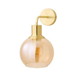 Valuelights Bellamy Brushed Gold Amber Glass Wall Light With Led Bulb - thumbnail 6