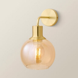 Valuelights Bellamy Brushed Gold Amber Glass Wall Light With Led Bulb - thumbnail 3