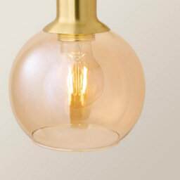 Valuelights Bellamy Brushed Gold Amber Glass Wall Light With Led Bulb - thumbnail 4
