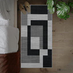Imperial Rooms Black & Grey Large Area Rug Modern Indoor Living Room Rugs Printed 60X220Cm