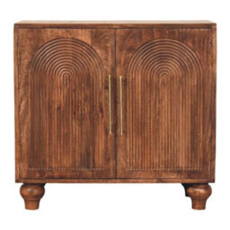 Artisan Furniture Solid Wood Arco Groove Sideboard, 2 Shelves, Light Brown - thumbnail 2