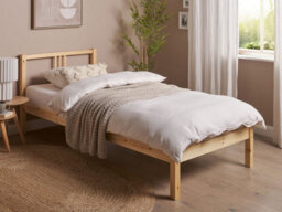 Beliani Bed Pine Wood Vannes 90 X 200 Cm (Eu Single) Light Brown - thumbnail 2