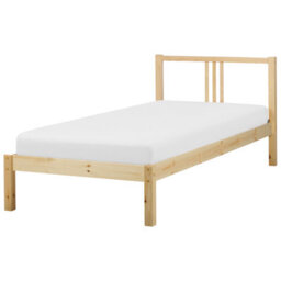 Beliani Bed Pine Wood Vannes 90 X 200 Cm (Eu Single) Light Brown - thumbnail 1