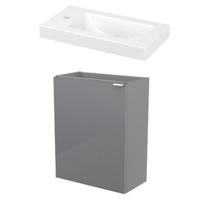 GoodHome Imandra Gloss Grey & White Wall-Mounted Vanity Unit & Basin Set (W)440mm (H)550mm - image 1