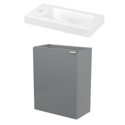 GoodHome Imandra Gloss Grey & White Wall-Mounted Vanity Unit & Basin Set (W)440mm (H)550mm - thumbnail 1