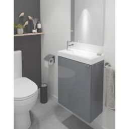 GoodHome Imandra Gloss Grey & White Wall-Mounted Vanity Unit & Basin Set (W)440mm (H)550mm - thumbnail 6