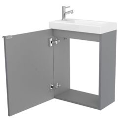 GoodHome Imandra Gloss Grey & White Wall-Mounted Vanity Unit & Basin Set (W)440mm (H)550mm - thumbnail 5
