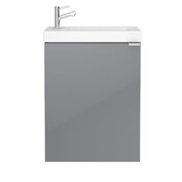 GoodHome Imandra Gloss Grey & White Wall-Mounted Vanity Unit & Basin Set (W)440mm (H)550mm - thumbnail 4
