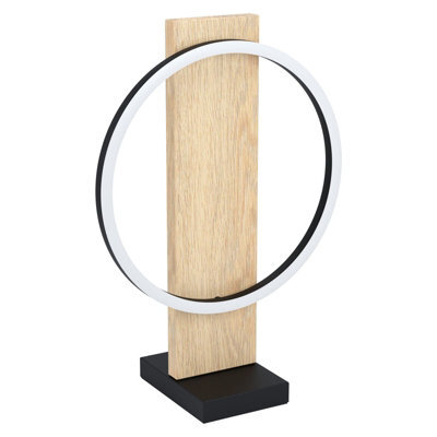 Elegant Black And Brown Table Lamp With White Shade And Led Bulb - image 1