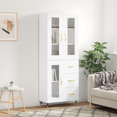 Berkfield Highboard White 69.5X34X180 Cm Engineered Wood - image 1