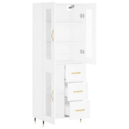 Berkfield Highboard White 69.5X34X180 Cm Engineered Wood - thumbnail 4