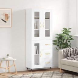 Berkfield Highboard White 69.5X34X180 Cm Engineered Wood - thumbnail 1