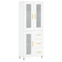 Berkfield Highboard White 69.5X34X180 Cm Engineered Wood - thumbnail 2