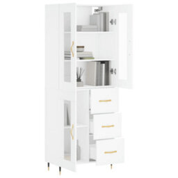 Berkfield Highboard White 69.5X34X180 Cm Engineered Wood - thumbnail 3