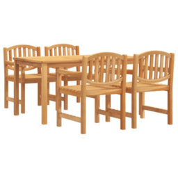Berkfield 5 Piece Garden Dining Set Solid Wood Teak - thumbnail 2