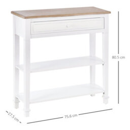 Wyld Haus Sacoso Retro Console Table With Drawer And Dual Shelves, White Frame And Natural Wood Tone, L75.6 X D27.5 X H80.5Cm - thumbnail 3