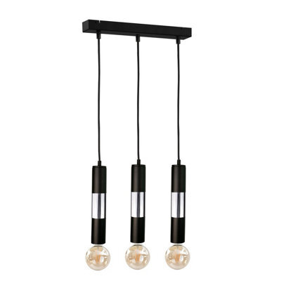 Luminosa Lighting Luminosa Magnum Bar Pendant Ceiling Light Black, Chrome, 50Cm, 3X E27