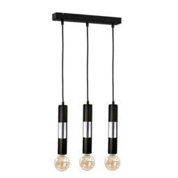 Luminosa Lighting Luminosa Magnum Bar Pendant Ceiling Light Black, Chrome, 50Cm, 3X E27