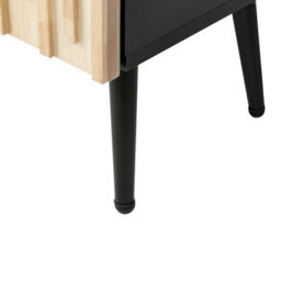 Wyld And Coco Novaline Modern Sideboard - Mdf Frame, Solid Rubberwood Doors, Iron Legs, Light Brown - W80 X D43 X H80Cm - thumbnail 8