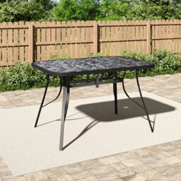 Living And Home Black Rectangular Garden Tempered Glass Marble Coffee Table With Umbrella Hole 120Cm - thumbnail 2