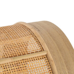 Nordlys Beige Velvet And Rattan Pouf Exotic Boho Living Room - thumbnail 6